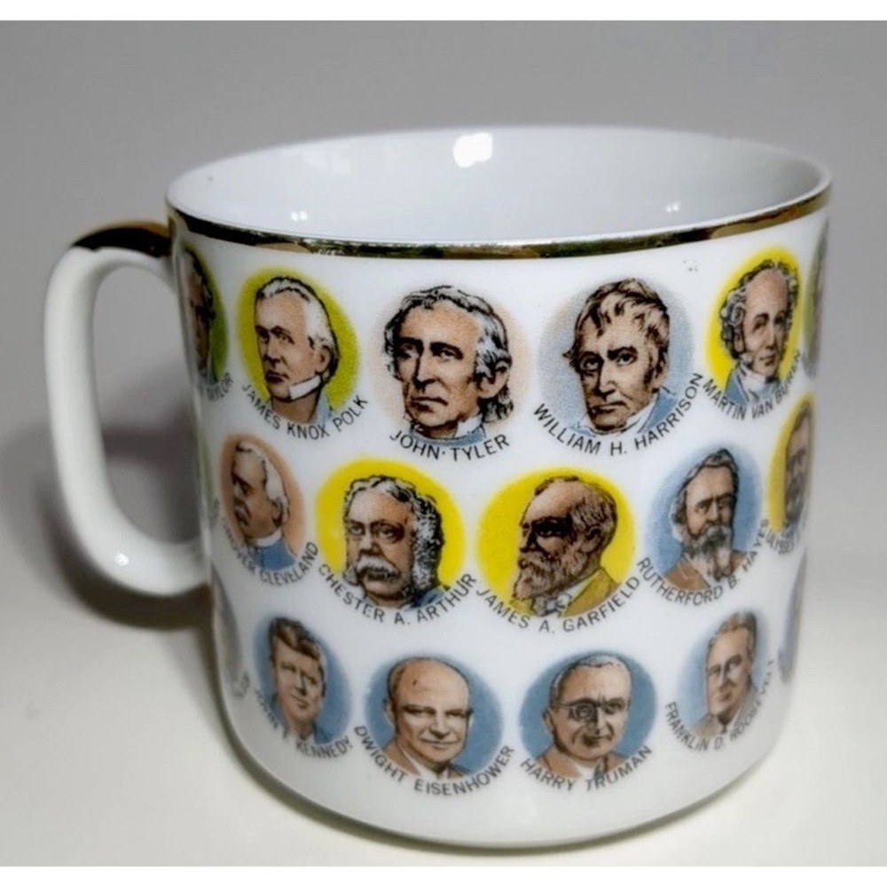 Vintage 1966 US Presidents: Washington thru LBJ Coffee Mug Chadwick Miller Japan - Picture 2 of 6